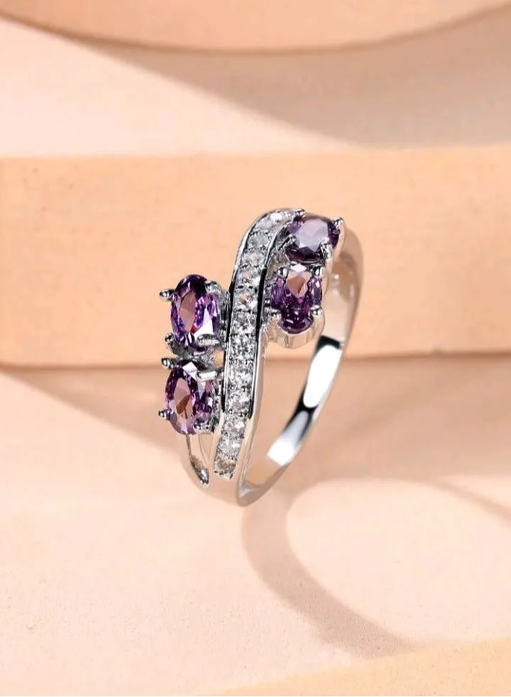 Trendy Silver Plated Ring For Women Size 8