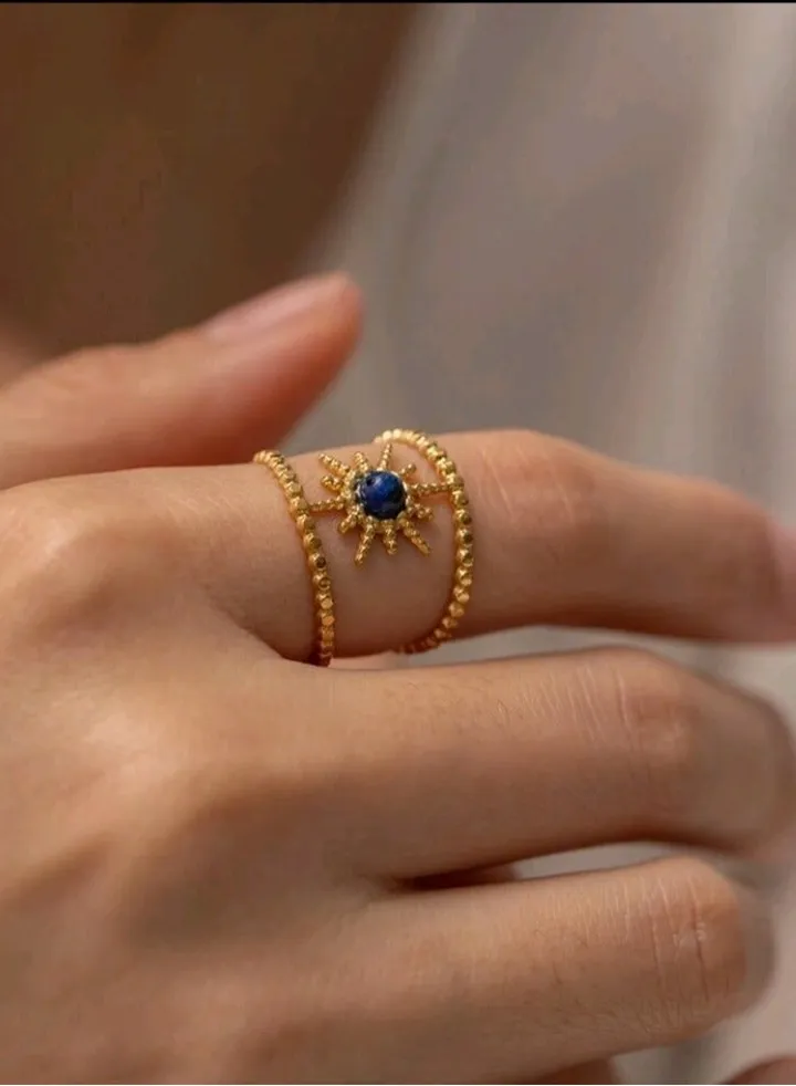 Trendy Stainless Steel Gold Plated Ring For Women One Size