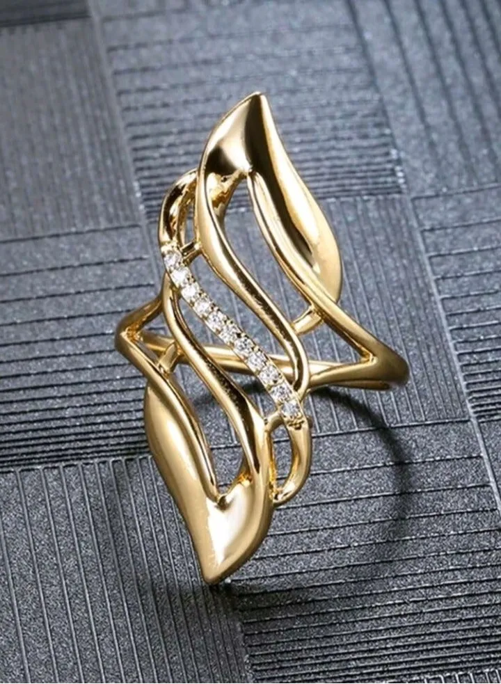 Trendy Gold Plated Ring For Women Size 6