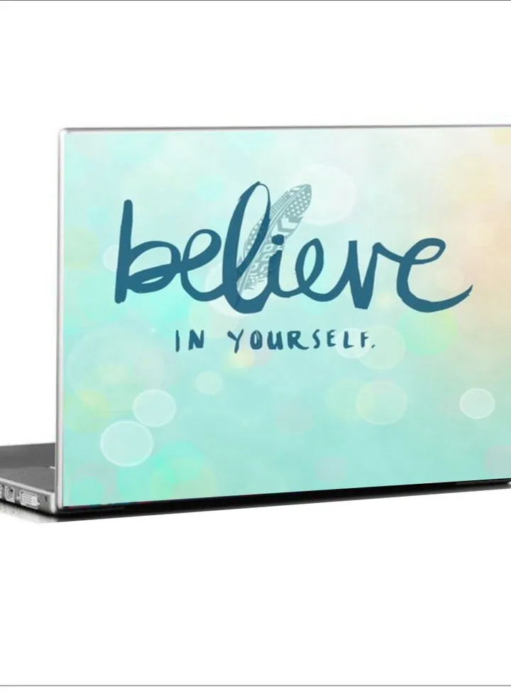 Believe In Your Self Protective Laptop Skin Cover For 15.6 Inch Laptop Blue