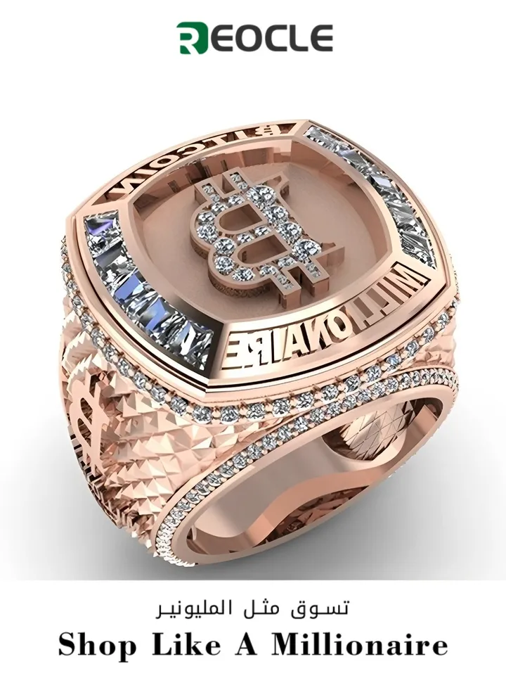 Men's Bit Coin Ring Rose Gold Bitcoin Sign Ring Iced Out Money Symbol Ring Rapper Punk Bitcoin Ring Best Gift for Boys