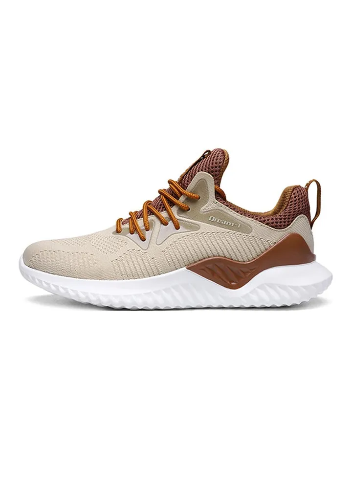 Lace-up Running Shoe Beige/Brown/White