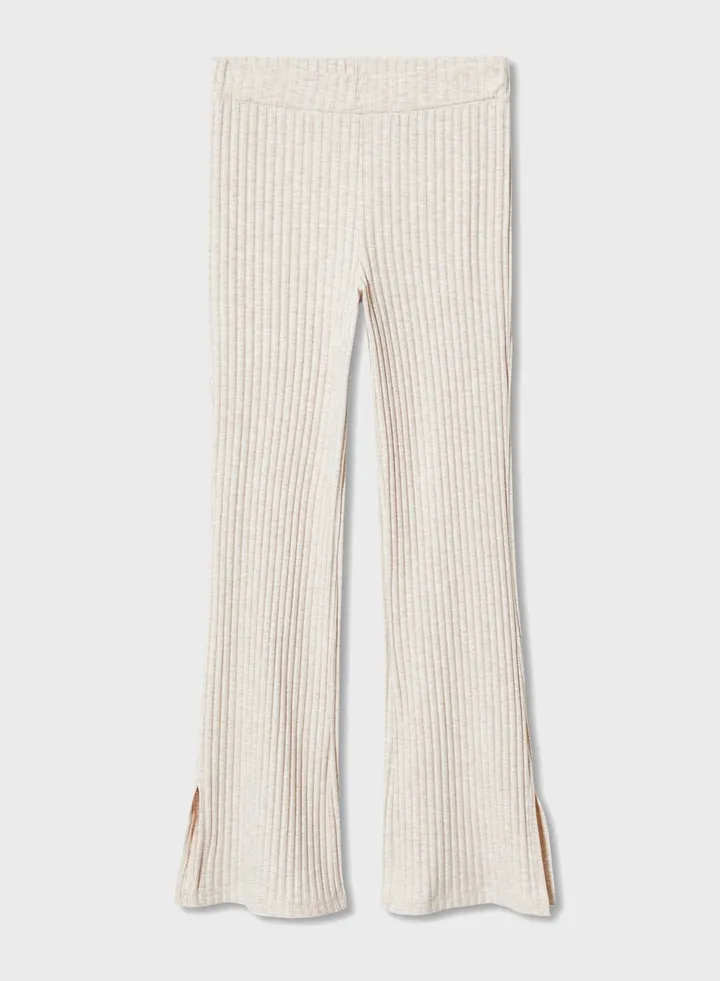 Kids Ribbed Slit Hem Leggings