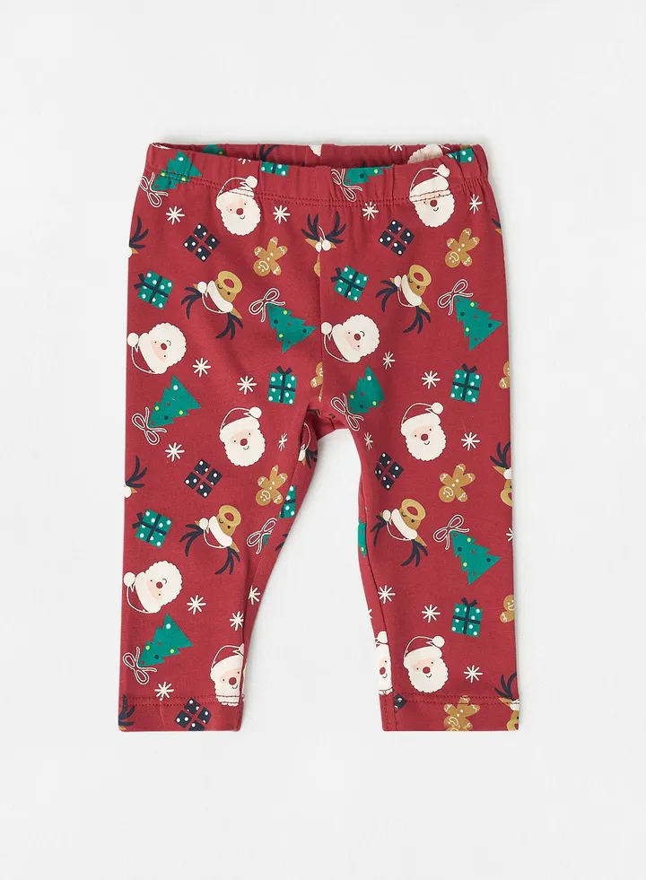 Baby Girls Christmas Leggings Red