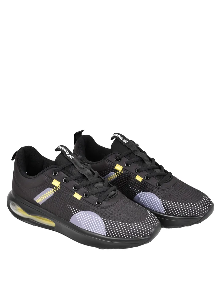 Mens Black Lace Running Shoes