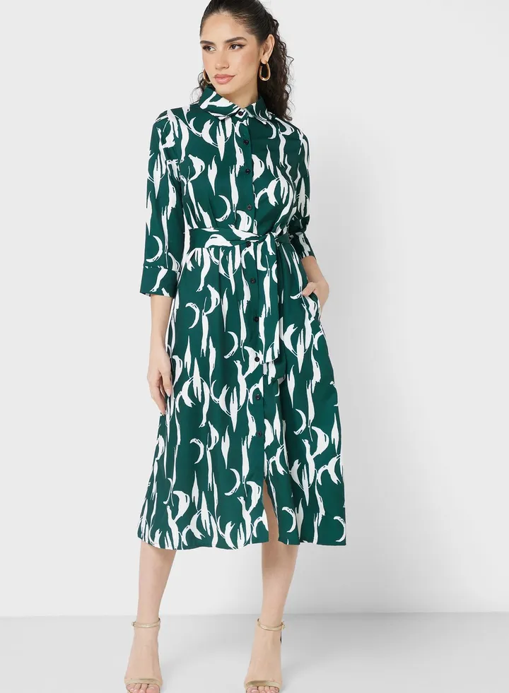 Waistband Printed Dress