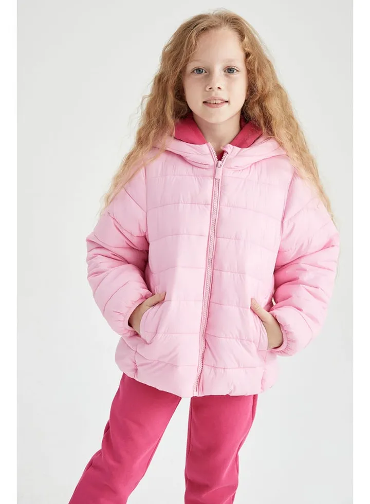 Girl Regular Fit Hooded Long Sleeve Coat