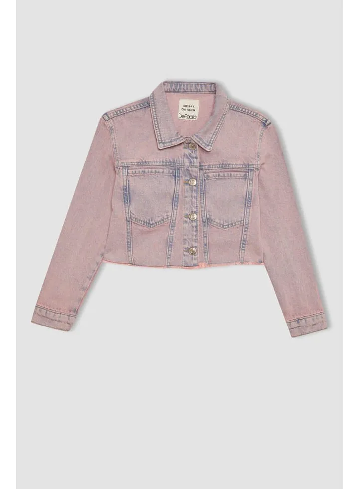 Girl Cropped Fit Long Sleeve Denim Jacket