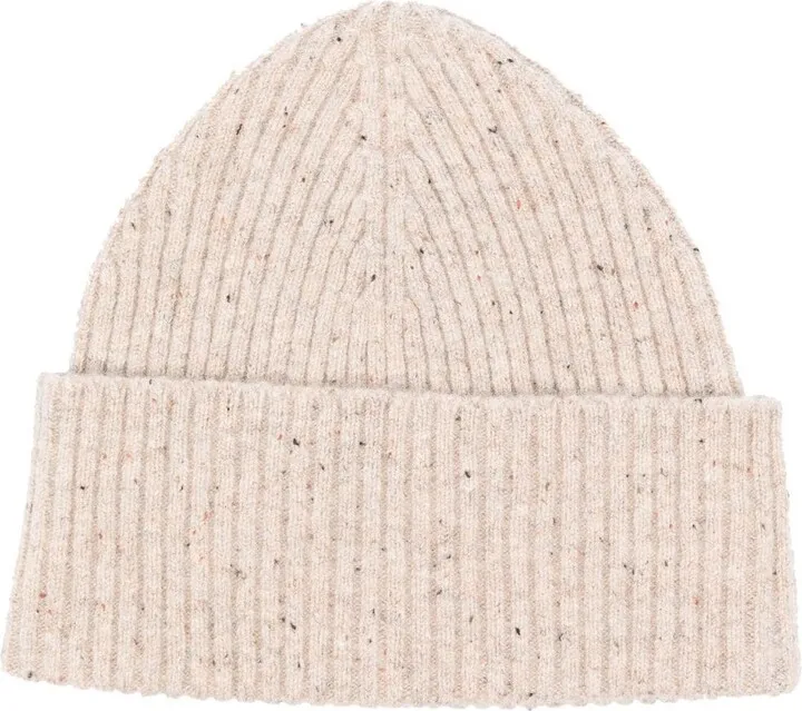 Wool Ribbed-Knit Beanie Hat