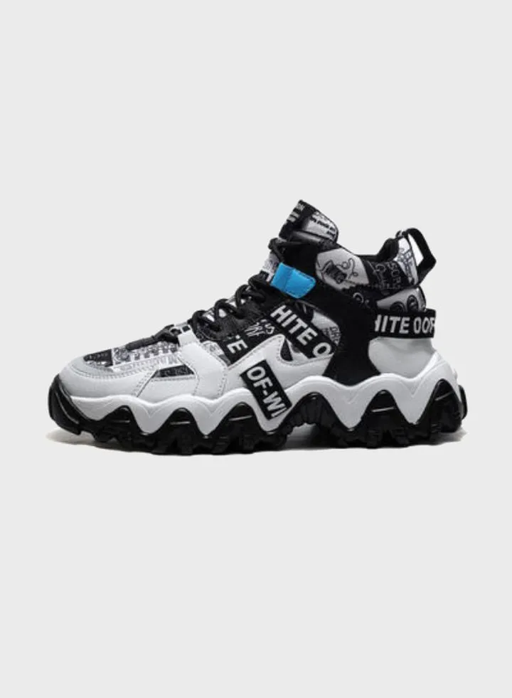 Autumn New Ins High Top Sneakers White/Black/Blue
