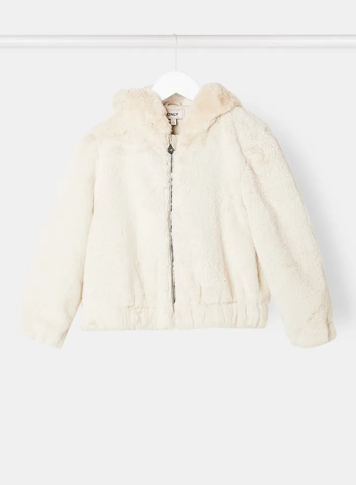 Girls Faux Fur Hooded Jacket