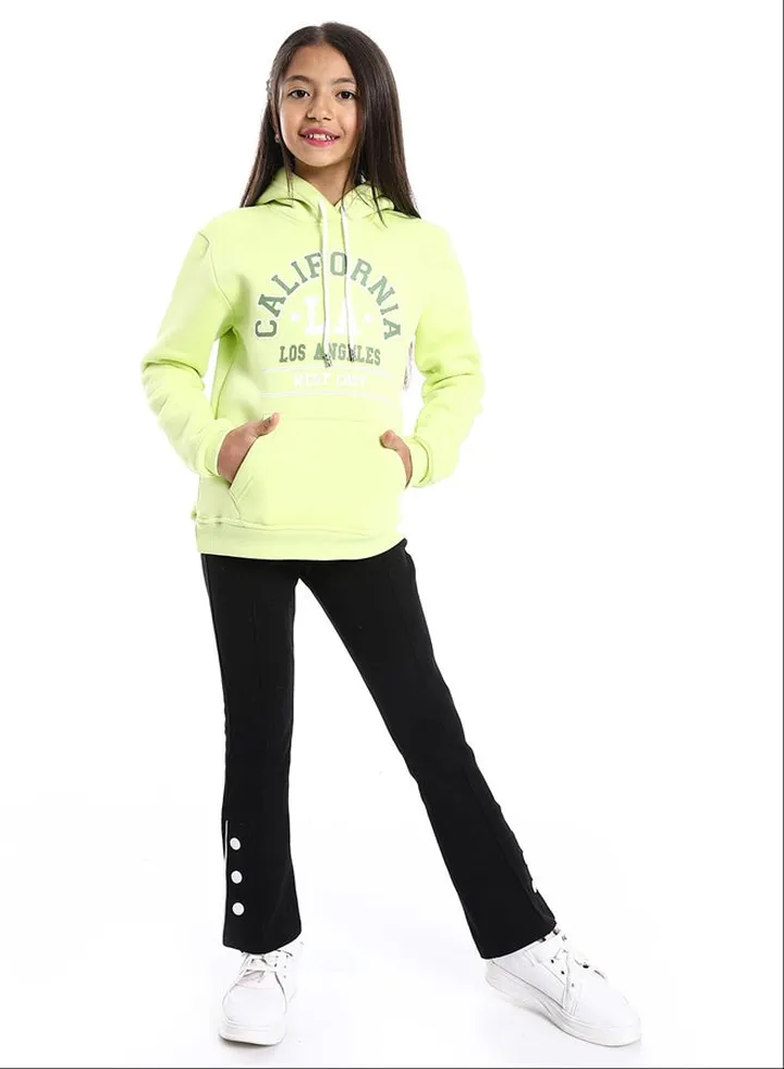 Long Sleeves Slip On Printed Girls Hoodie