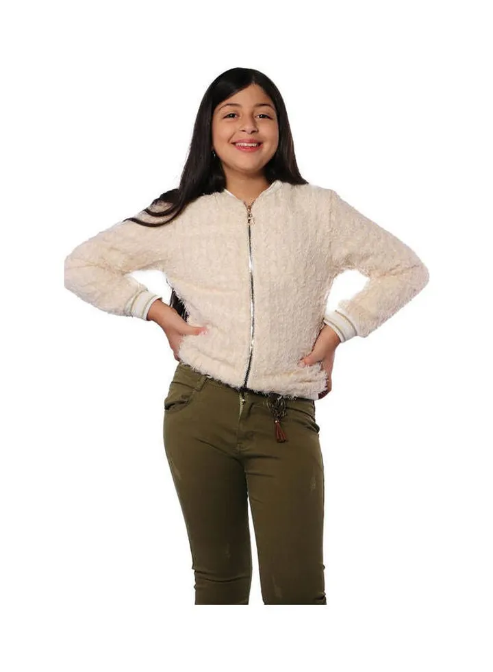 Casual Plain Long Sleeve Jackets Light Beige