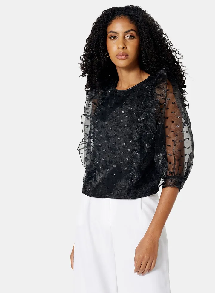 Sheer Back Top black