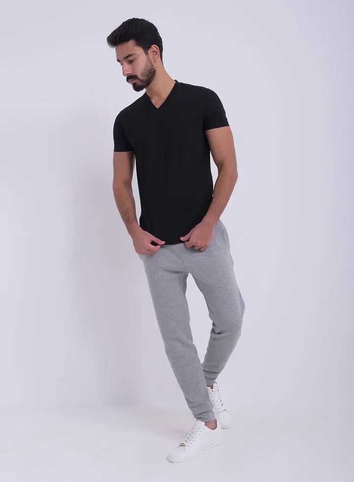 Short Sleeve V-Neck T-shirt Black