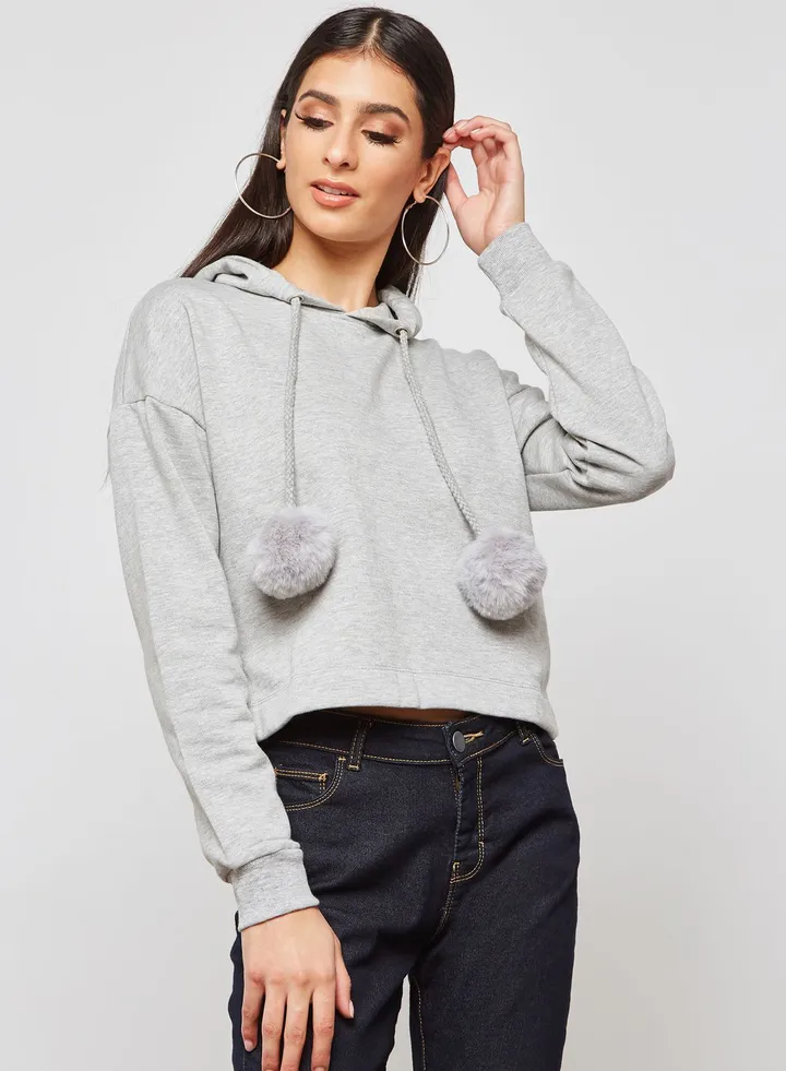 Pom Pom Detail Hoodie