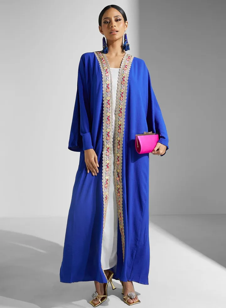Embroidered Hem Abaya With Sheila
