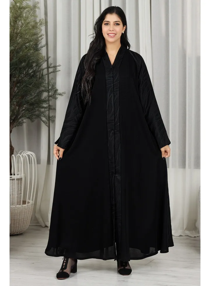 Black abaya with floral fabric