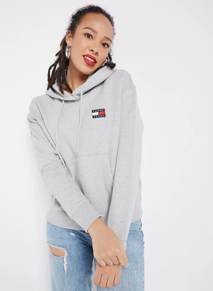 Tommy Badge Hoodie Off White