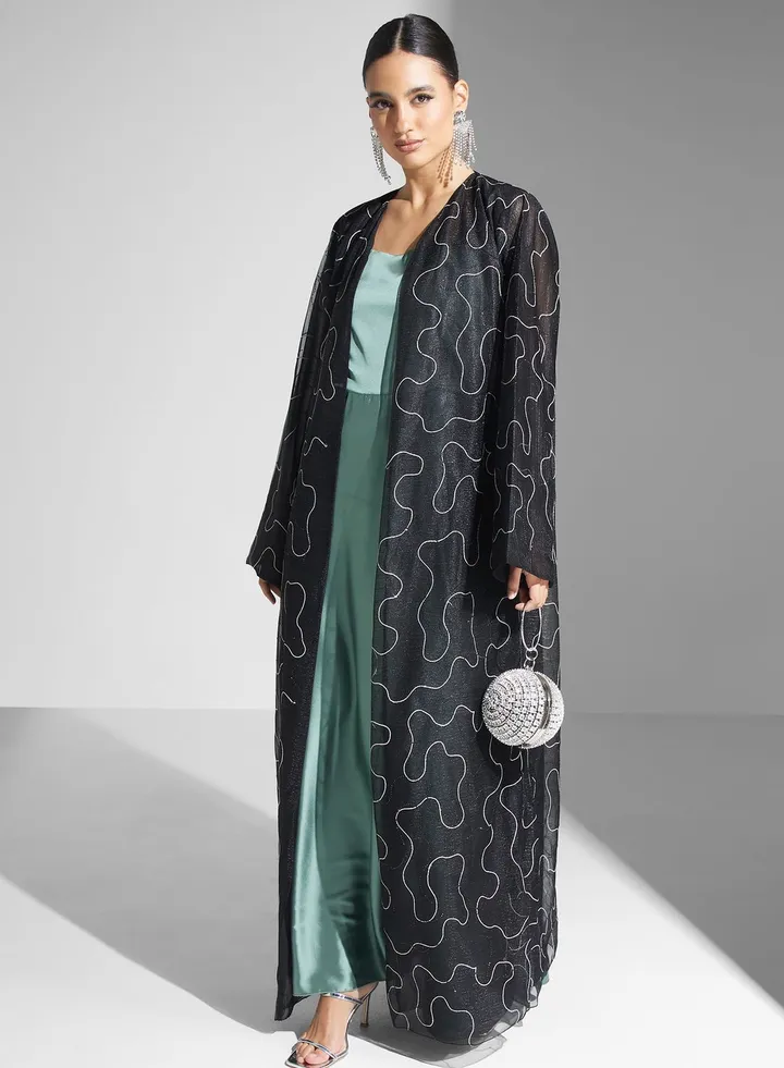 Embellished Flared Sleeve Abaya