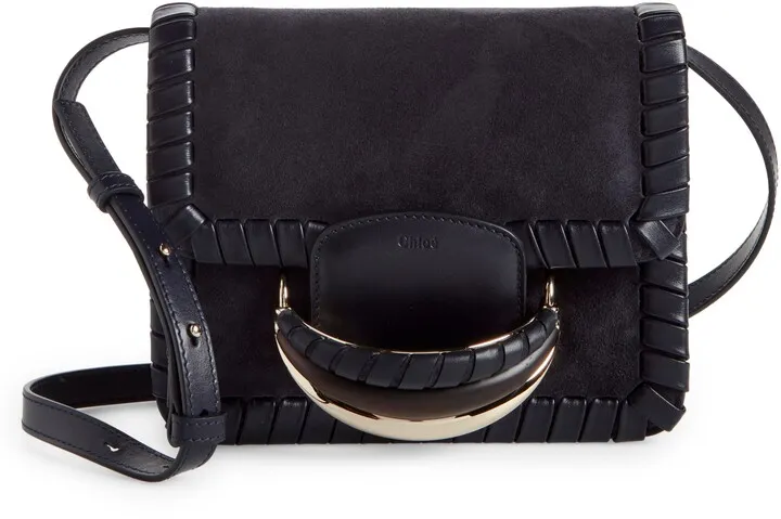 Kattie Whipstitch Suede Box Shoulder Bag
