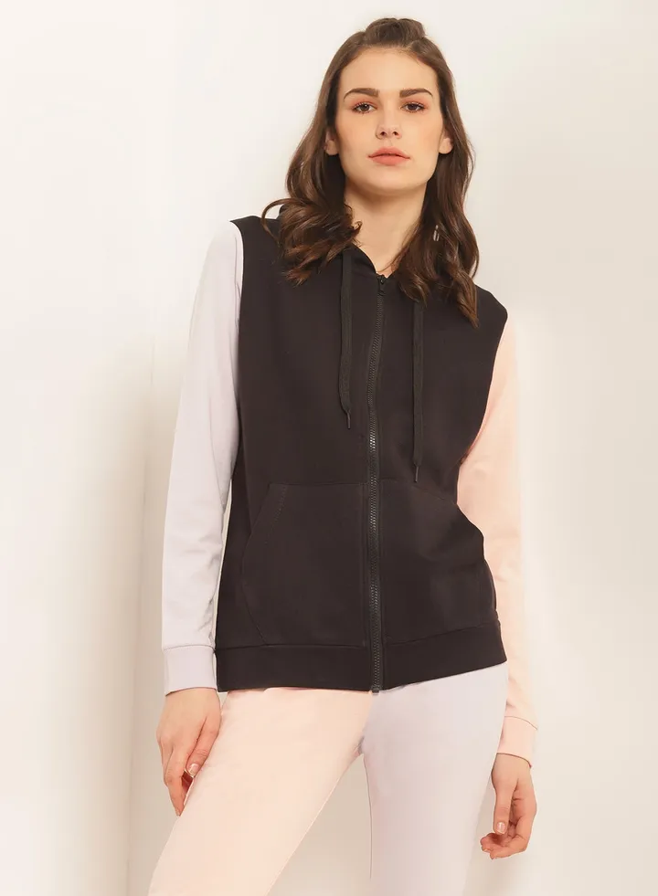Women's Casual Comfortable Regular Fit Long Sleeves Hoodie Sweatshirt With Pocket Black/White/Pink