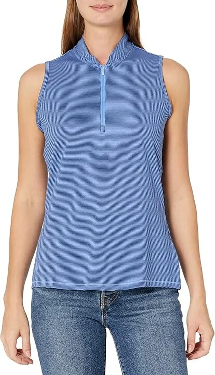 adidas Golf Two-Color Ottoman Polo Shirt (Blue Fusion) Women's Clothing