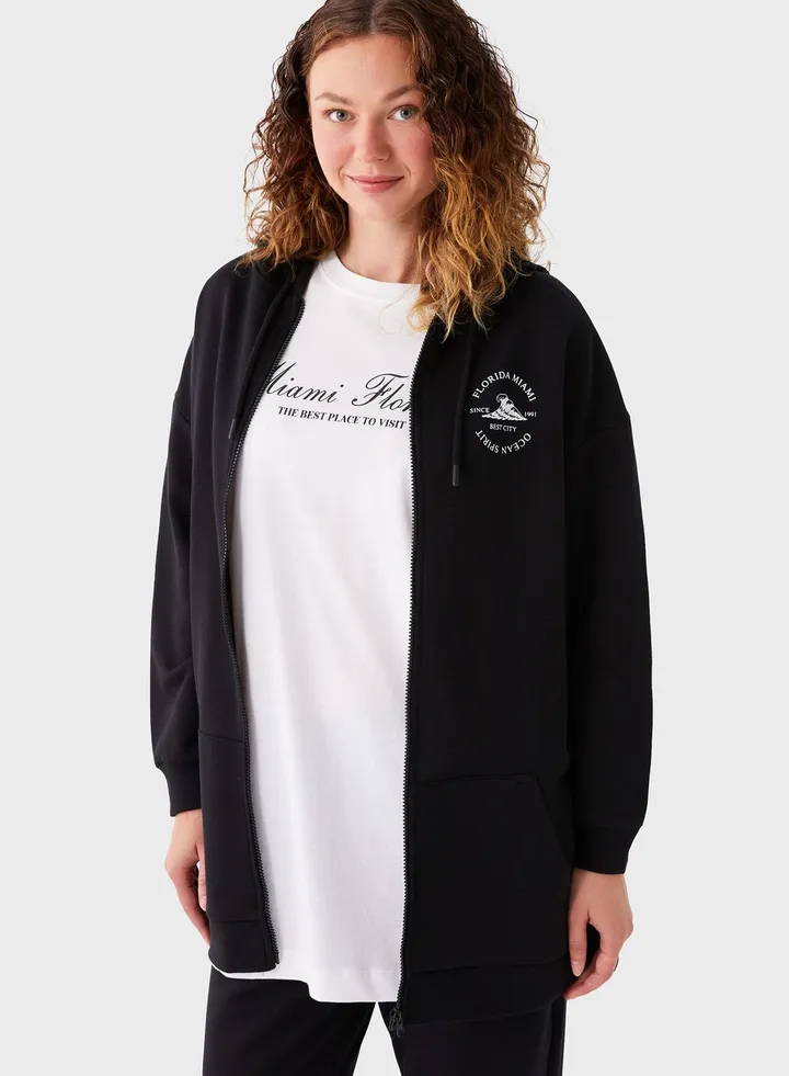 Pocket Detail Longline Hoodie