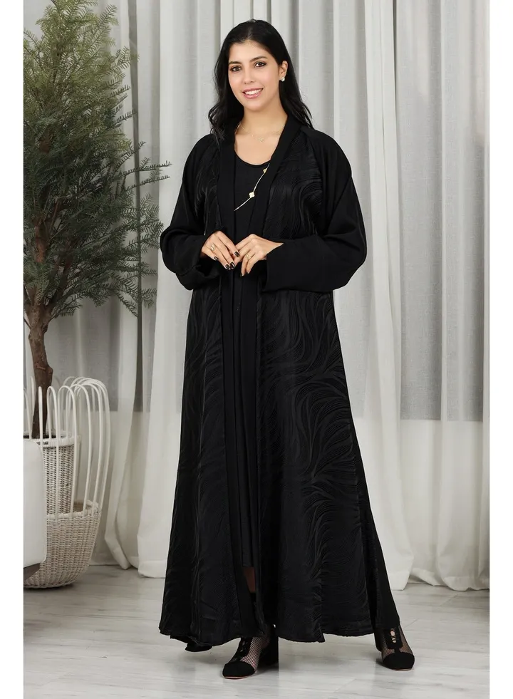 Black abaya with floral fabric