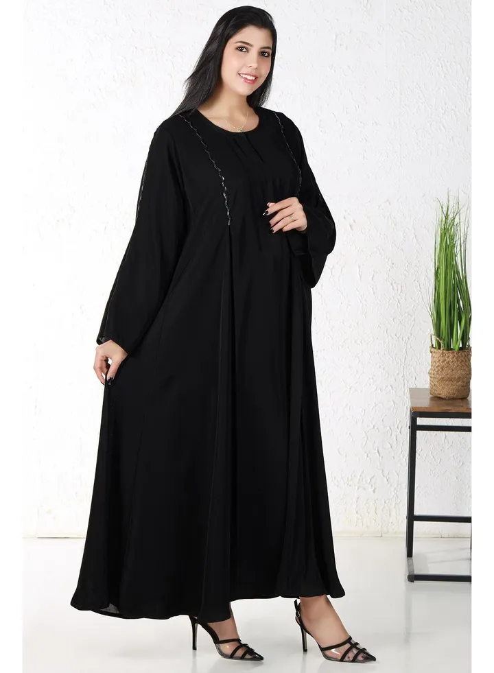 Black abaya with black embroidery
