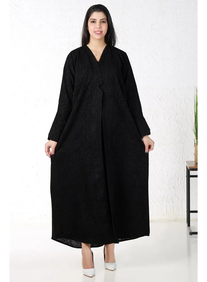 Black abaya with floral fabric