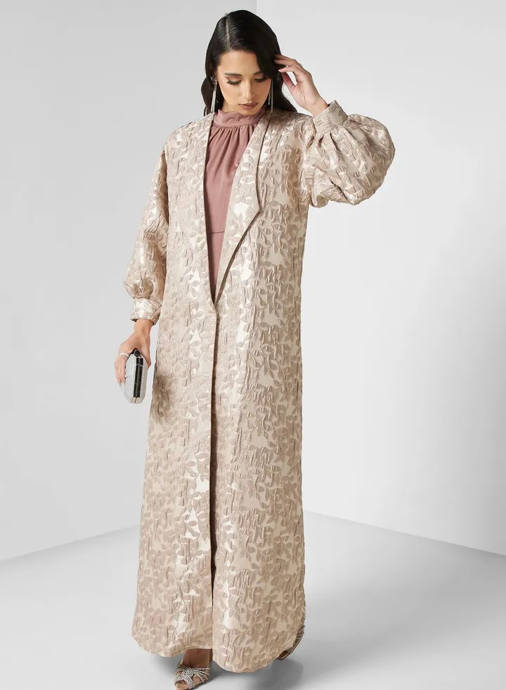 Puff Sleeve Detail Abaya With Sheila