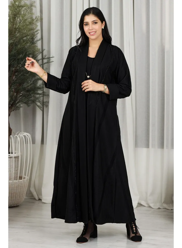 Black abaya with embroidery