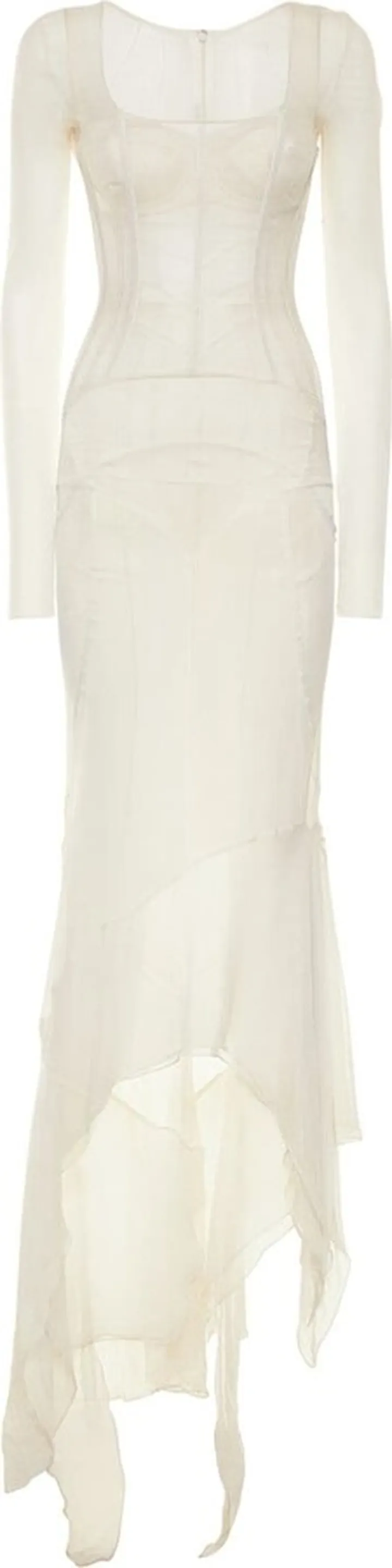 Silk chiffon long corset dress