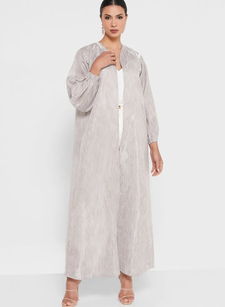Shiny Puff Sleeve Abaya With Sheila