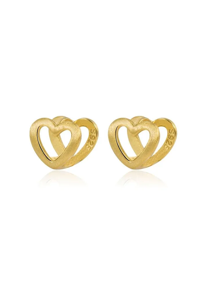 18K Gold Heart Shaped Earrings For Women