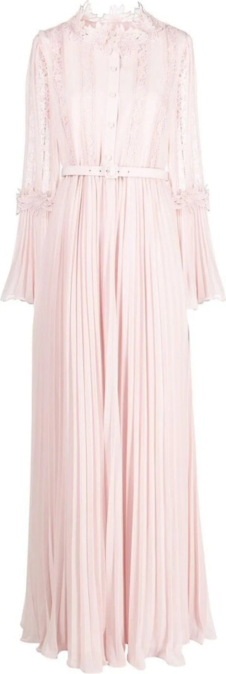 Chiffon Lace Pleated Long Dress