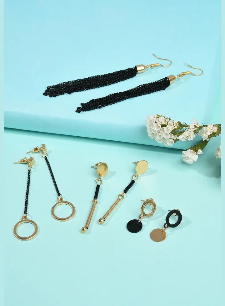 Pack of 8 Gold Plated Designer Drop Earring