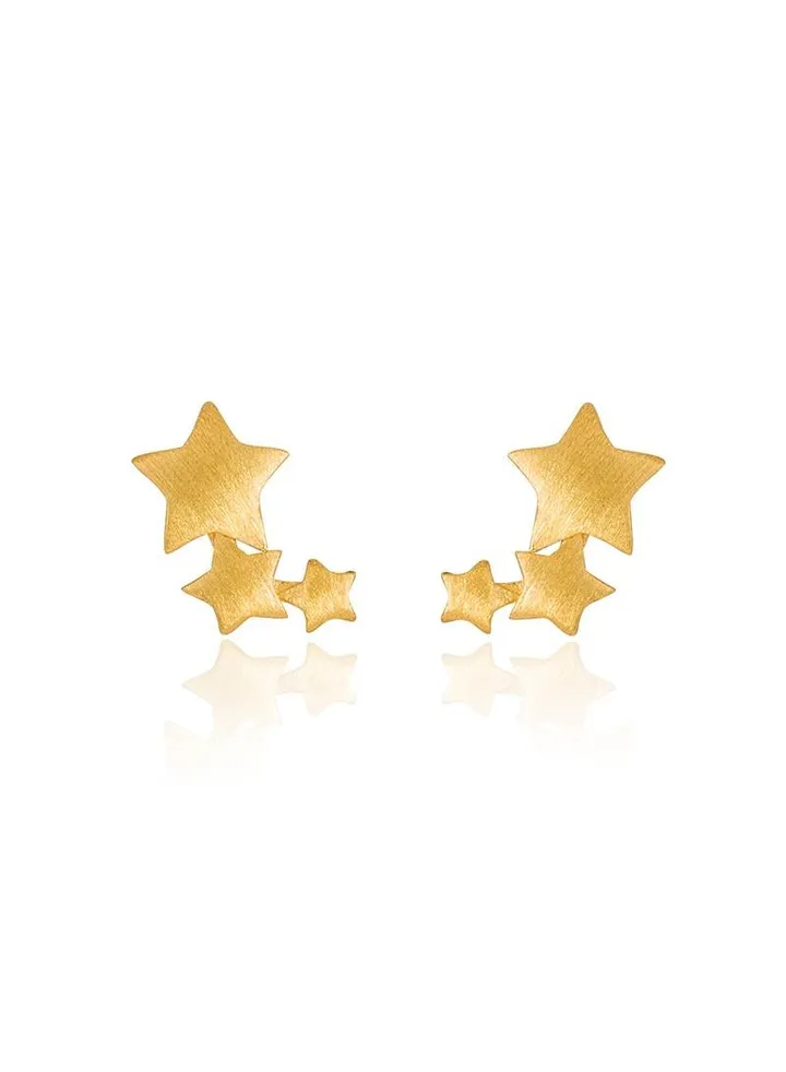 18K Gold Star Earrings For Women
