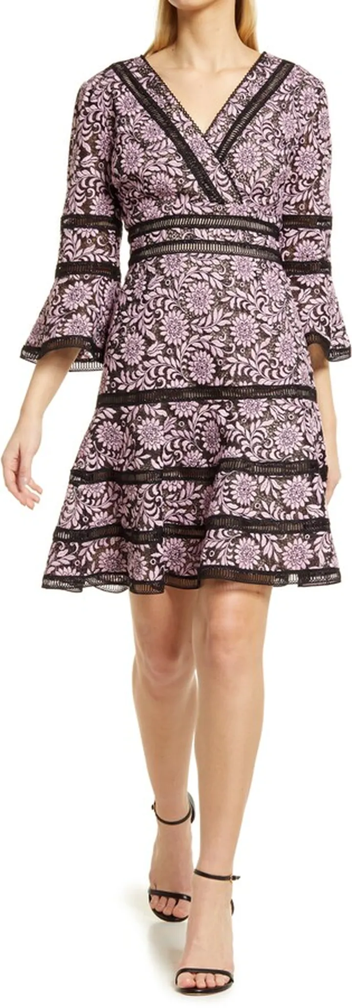 Embroidered Lace Fit & Flare Cocktail Dress