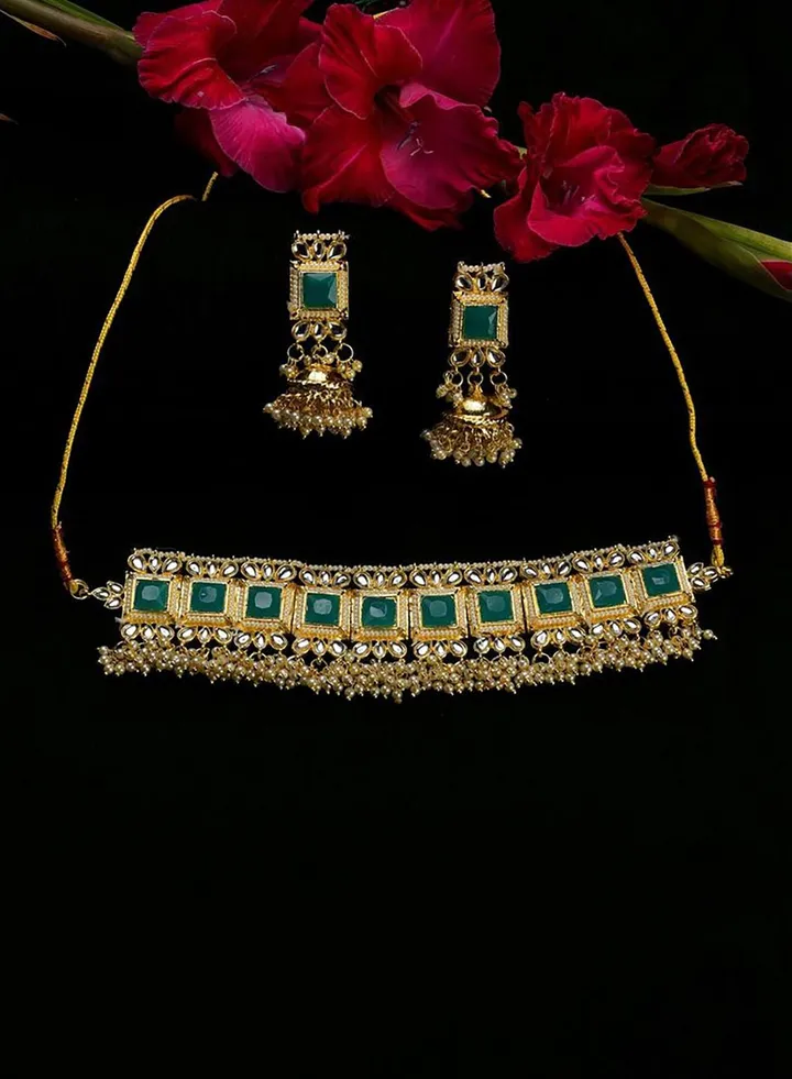 Kundan Pearl Gold Plated Necklace Set