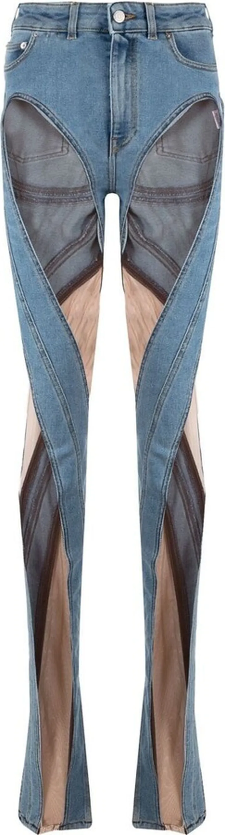 Tulle Panelled Slim Fit Jeans