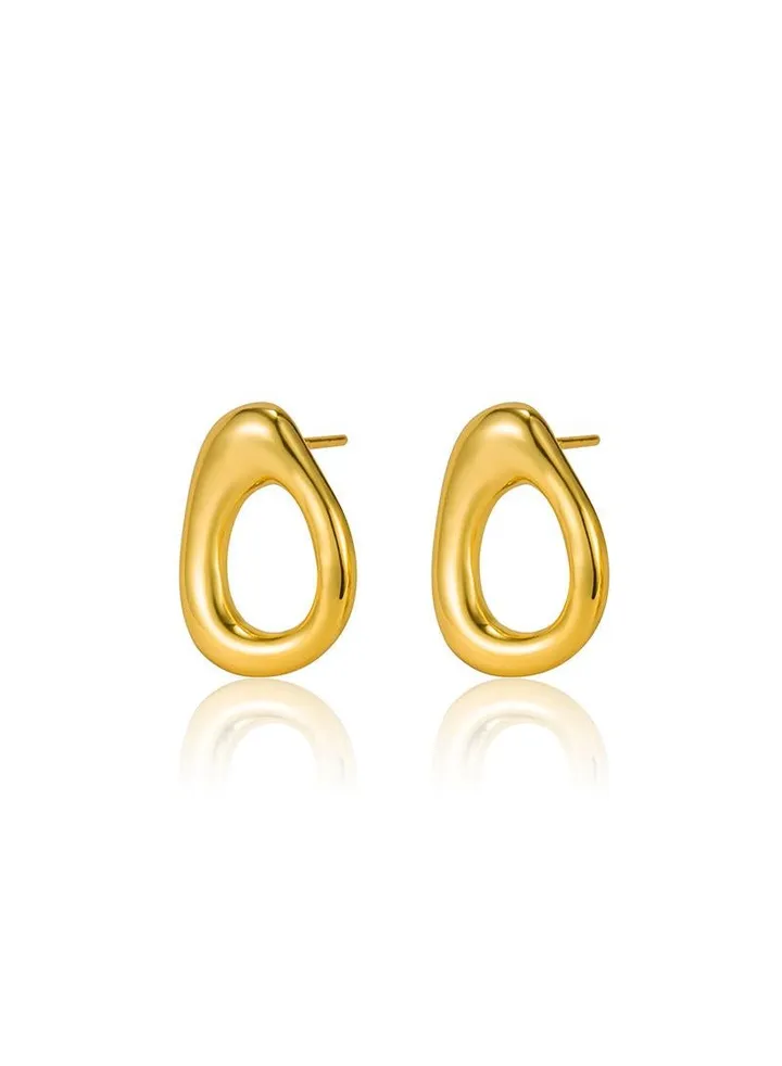18K Gold Hollow Earrings For Women