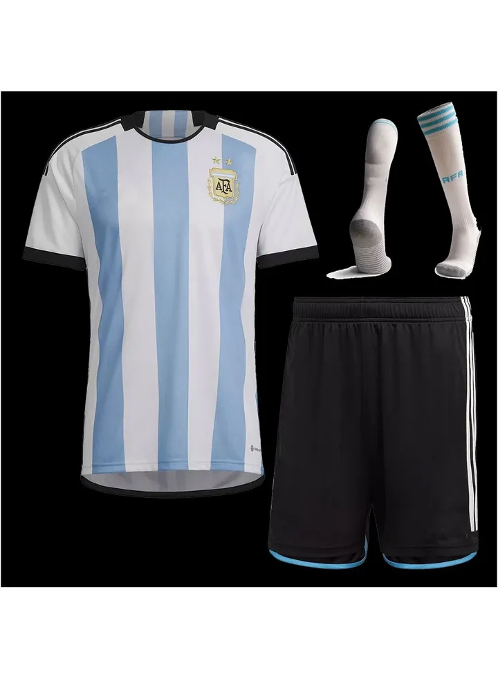 Argentina Home Soccer Jersey Kit (Jersey+Shorts+Socks)