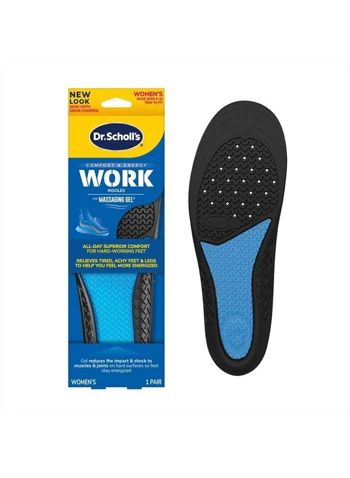 Work All-Day Superior Comfort Insoles (with) Massaging Gel, Women, 1 Pair, Trim to Fit