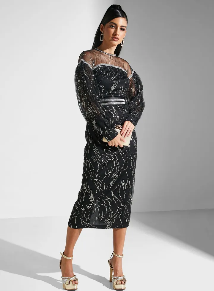 Puff Sleeve Belted Dress