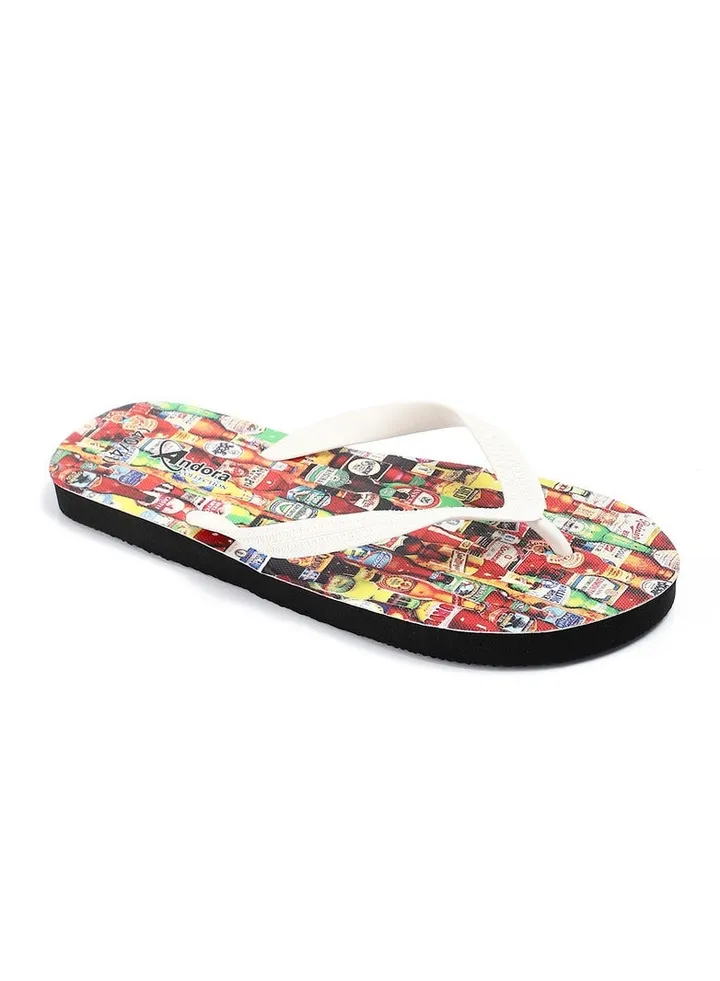 Fish Bone Printed Summer Flip Flops - Red,yellow