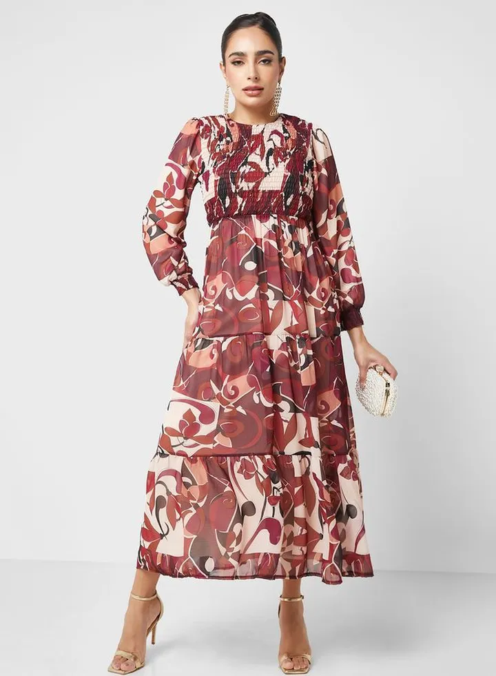 Printed Tiered Dress