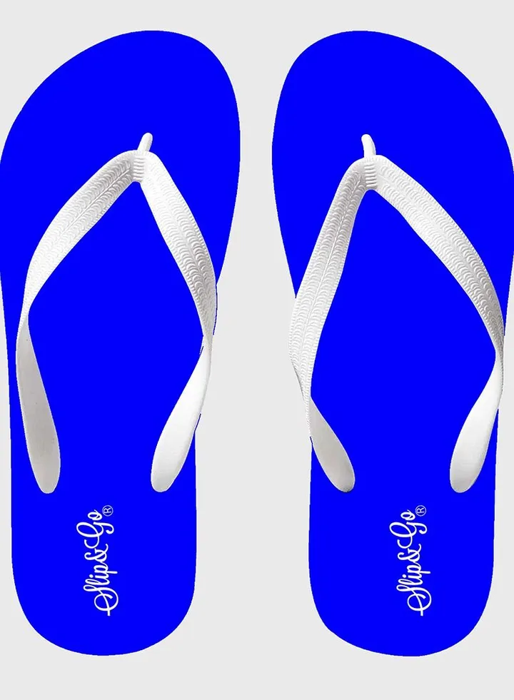 Men's Medical Slippers, Plain Blue, With A white Strap