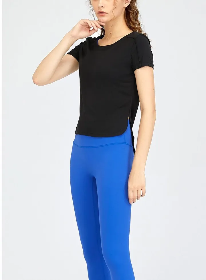 Sport Running Fitness Short Sleeve Top in Black